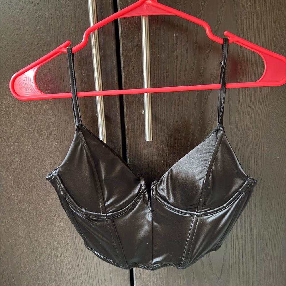 Garage Black Satin Corset Top • S